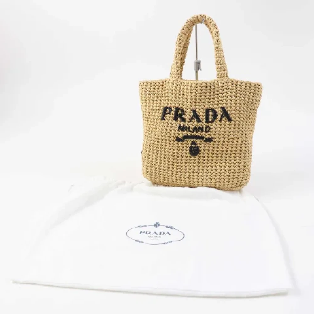 Prada Vintage Pre-owned Raffia prada-bags Beige Dames