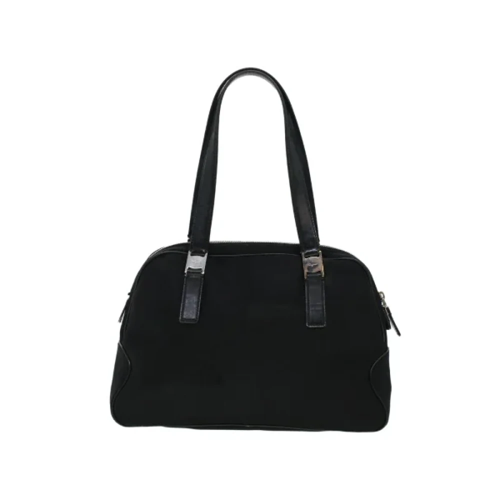 Salvatore Ferragamo Pre-owned Zwarte Nylon Handtas van Salvatore Ferragamo Black Dames
