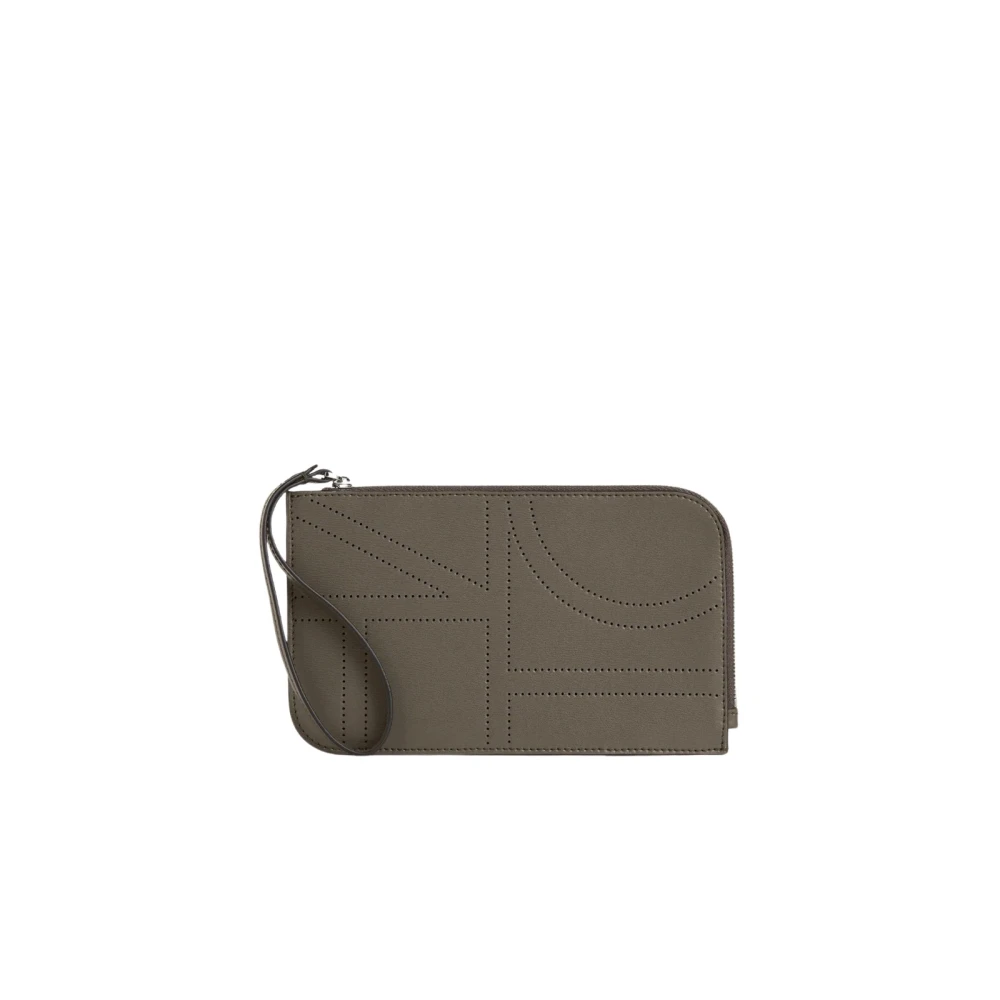 TotêMe Monogram Leren Pols Pouch Brown Dames