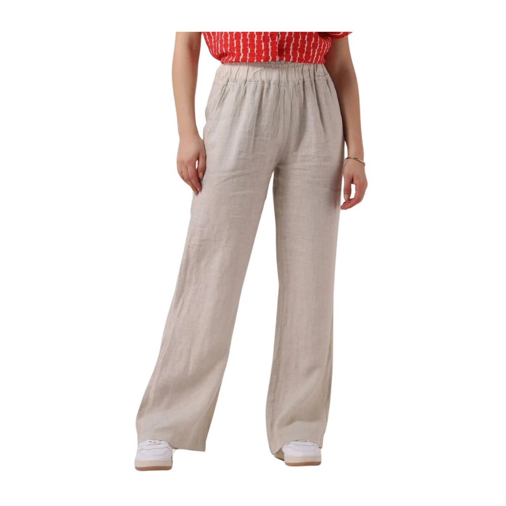 By-Bar Linnen Wijde Broek Beige Dames