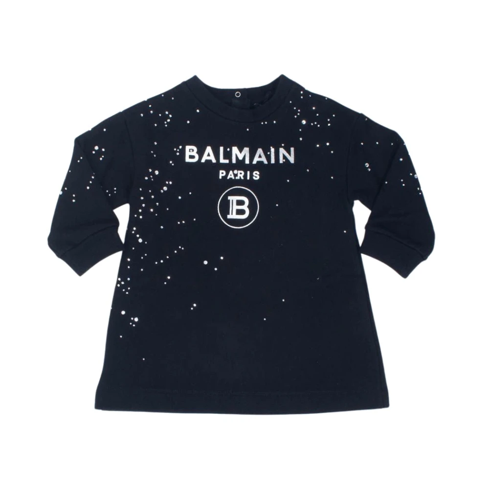 Balmain Klänning med lång ärm och rund hals Black, Pojke