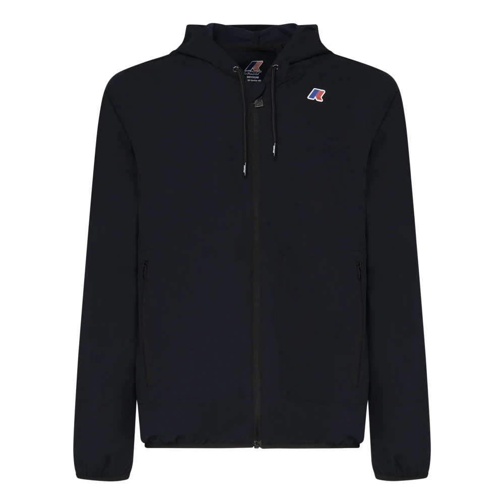 K-Way Men's Blue Zip-Throughs,, Windbreaker Jacket With Drawstring Hood Extra Large