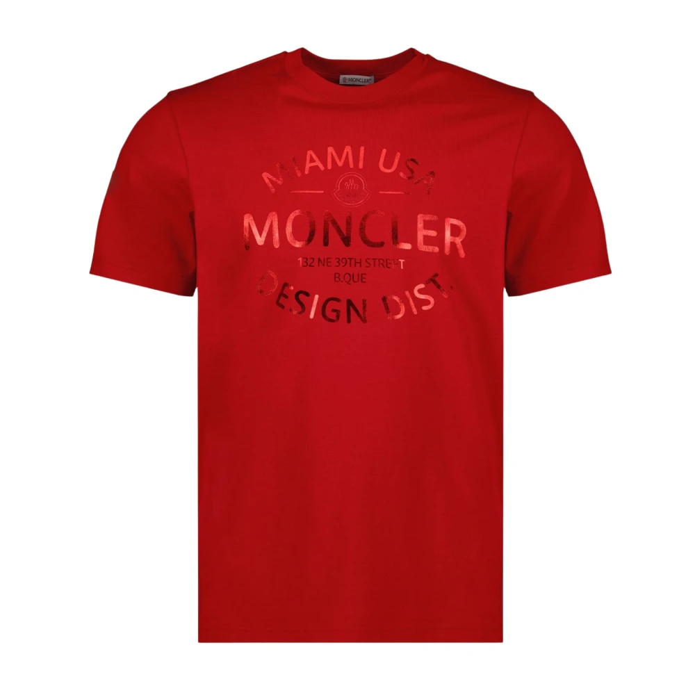 Moncler Logo Bedrukt T-shirt voor Mannen Red Heren