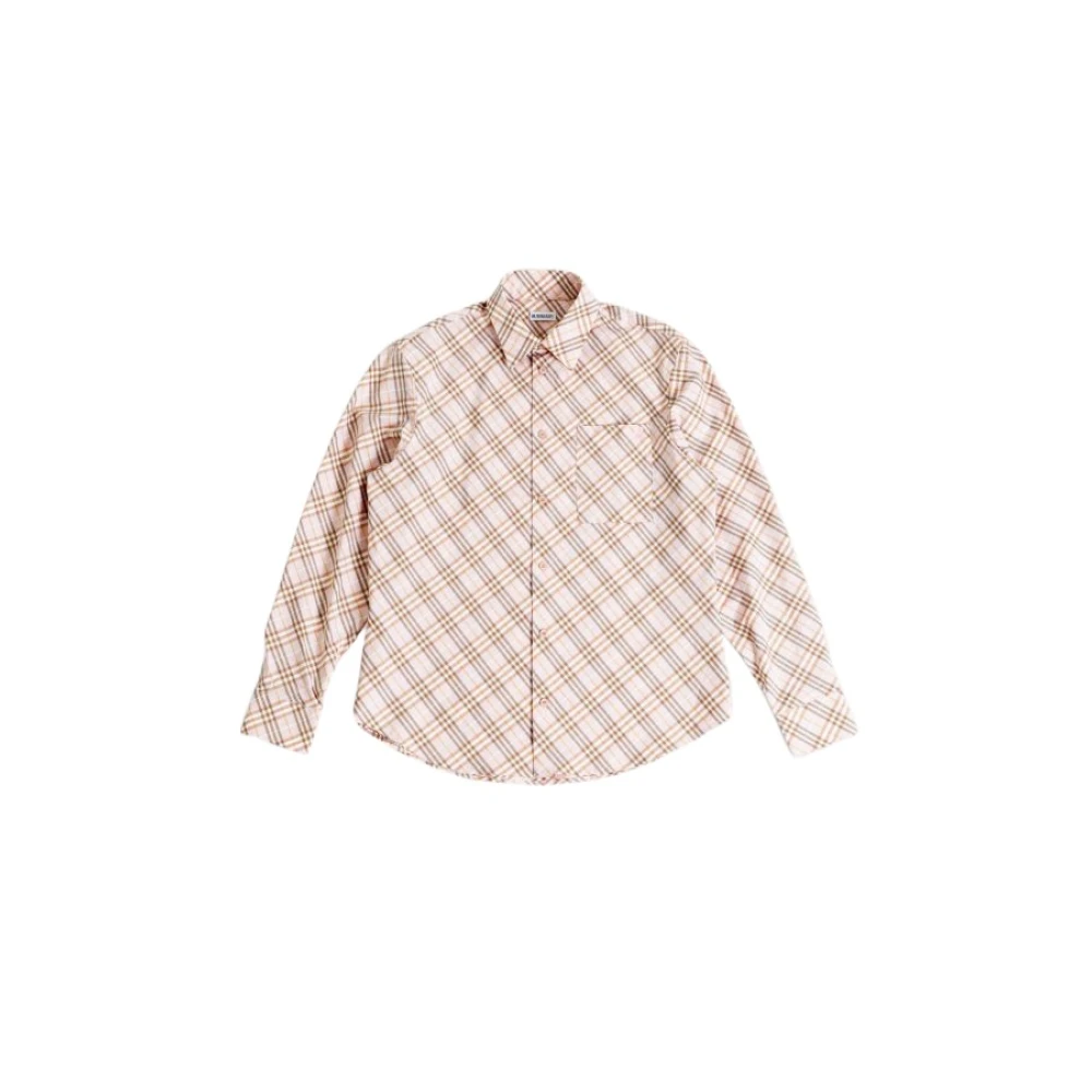 Burberry Vintage Roze Geruite Lange Mouwen Overhemd Beige Heren