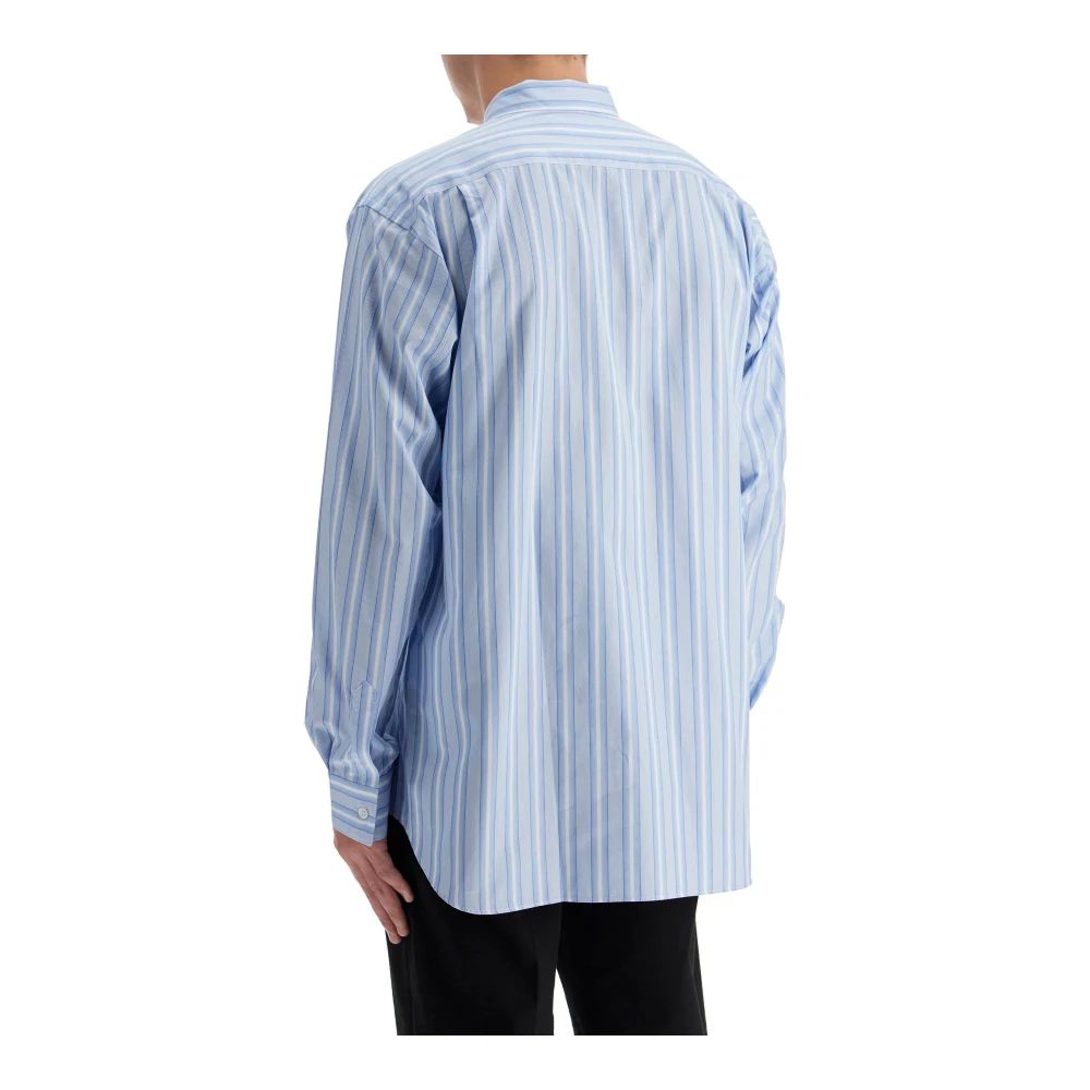 Comme des Garçons Gestreept katoenen poplin overhemd met applicatie-inzetstukken Blue Heren
