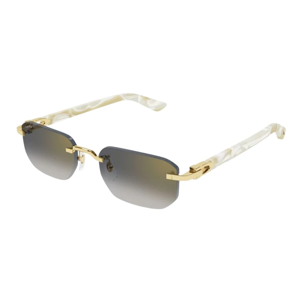 Cartier Men's Yellow Sunglasses, 53 Mm, Rectangular Sunglasses