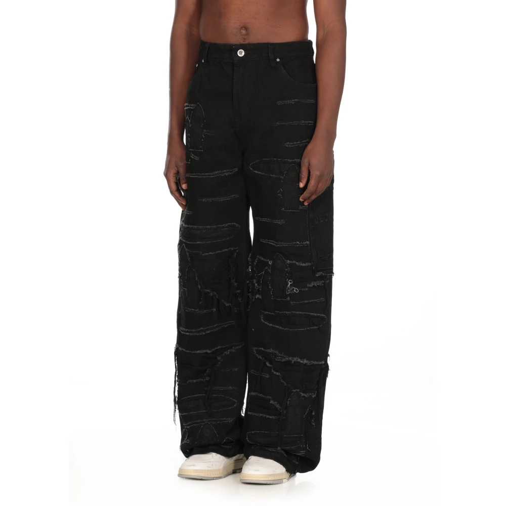 Who Decides War Zwarte Katoenen Jeans met Borduursels Black Heren
