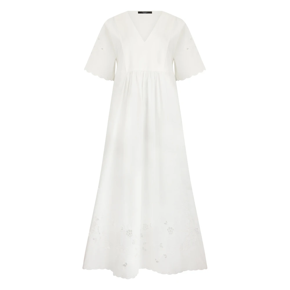 Weekend Max Mara Women's White Midi Dresses, S, Cotton Poplin And Jersey Dress
