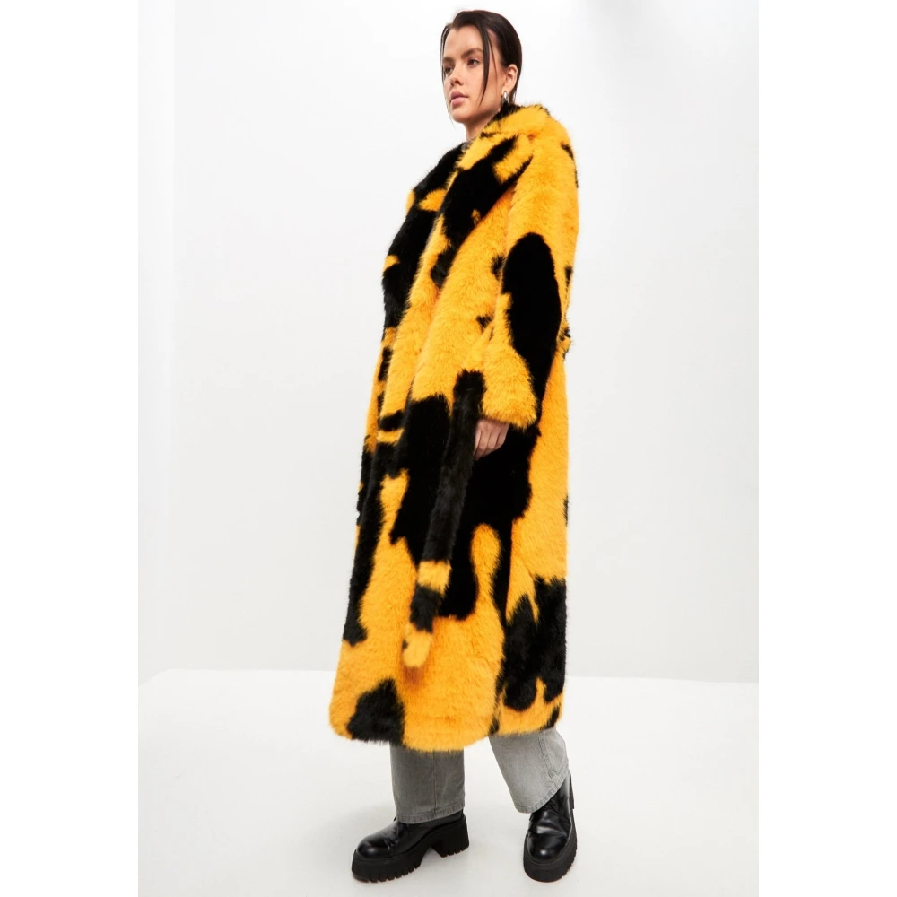 Cesare Gaspari Luxe Faux Fur Winterjas Yellow Dames