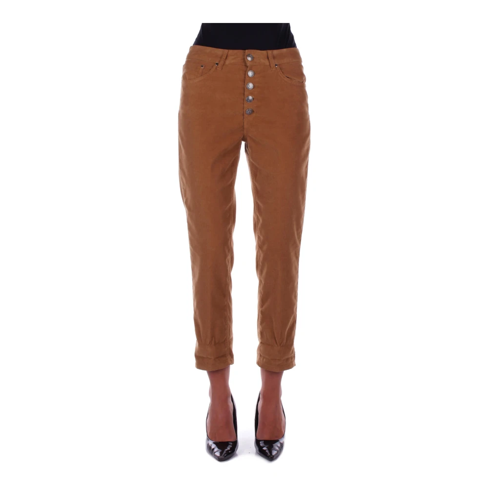 Dondup Bruine Slim Fit Broek met Zijlogo Brown Dames