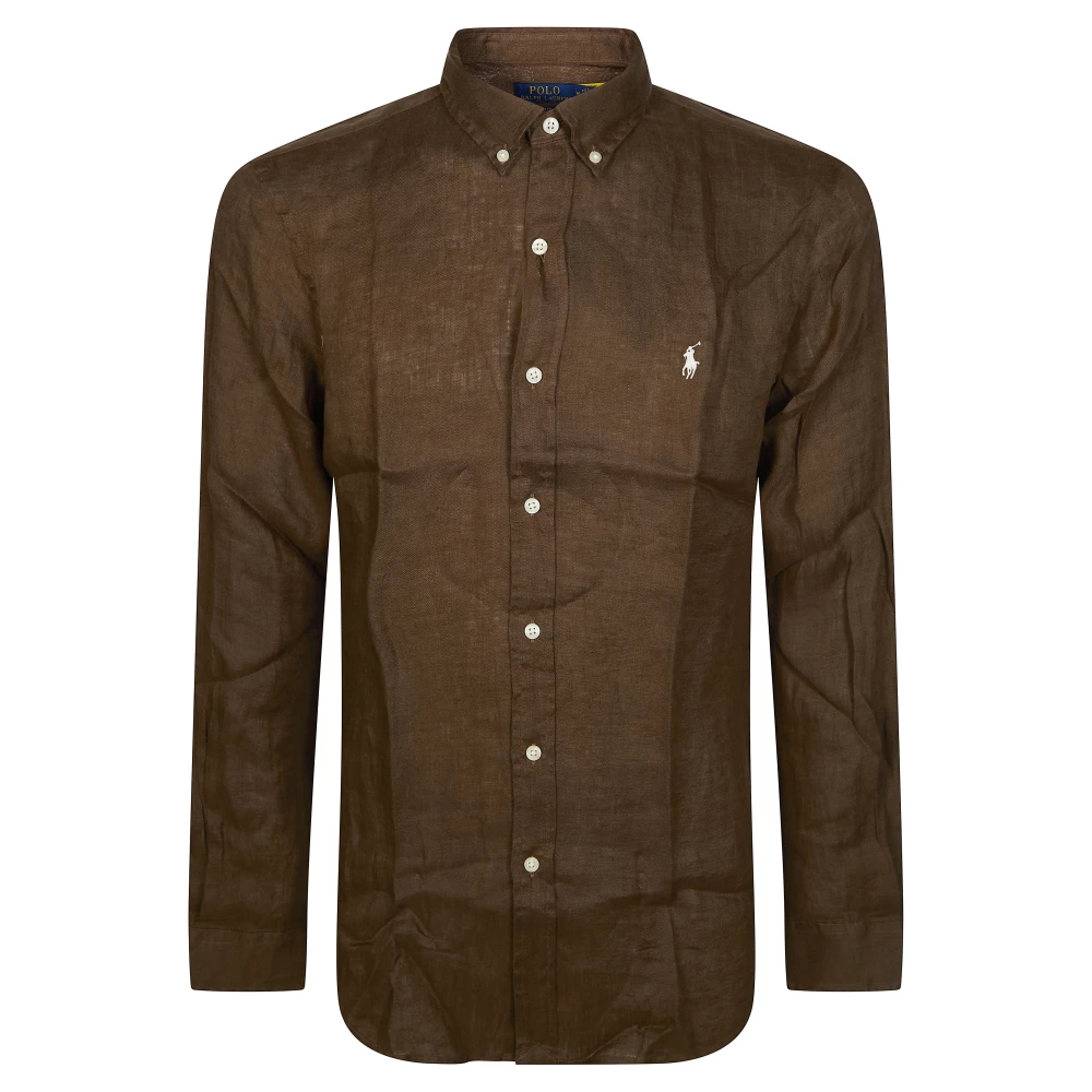 Polo Ralph Lauren Herr Brun Skjortor 2XL, Linne, Camicia Lino
