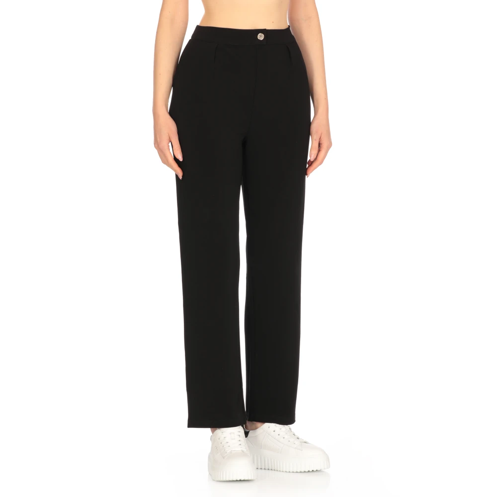 Fay Zwarte Viscose Broek met Elastische Taille Black Dames