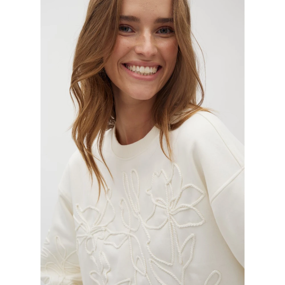 MbyM Romantische Bloemen Geborduurde Off-White Sweater White Dames