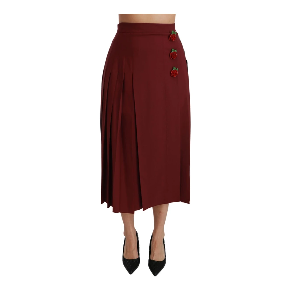 Dolce & Gabbana Women's Red Midi Skirts, Xs, Virgin Wool Skirt With High Waist
