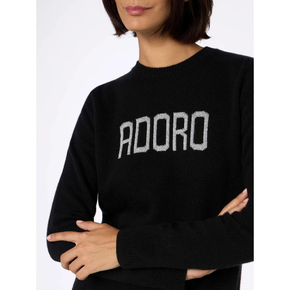 MC2 Saint Barth Zwarte New Queen Sweater met Adoro Print Black Dames