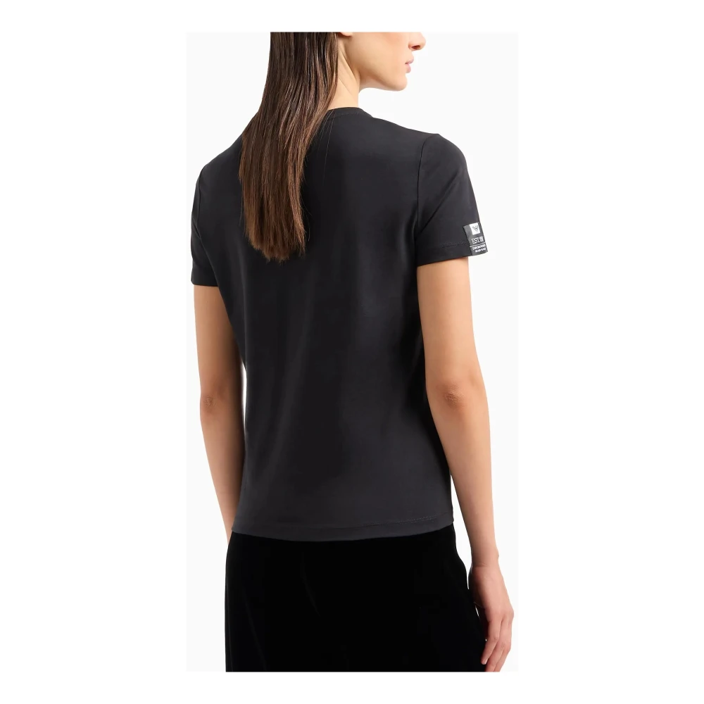 Emporio Armani Zwart T-shirt met digitale print Black Dames