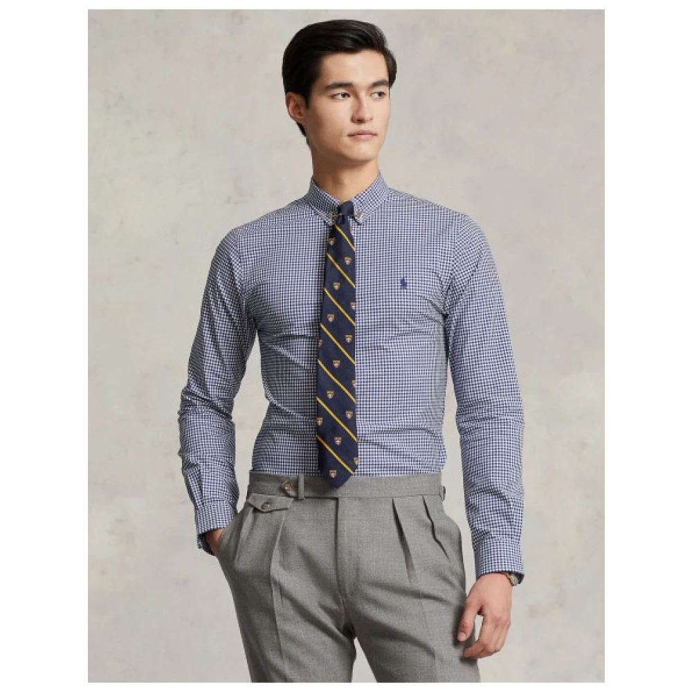 Polo Ralph Lauren Stretch Katoenen Slim Fit Gingham Overhemd Blue Heren