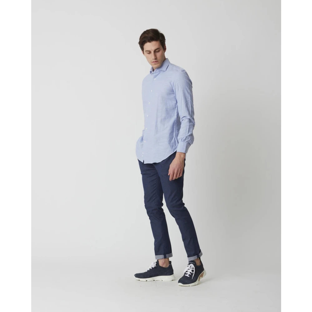 Mazzarelli Casual Shirts Blue Heren