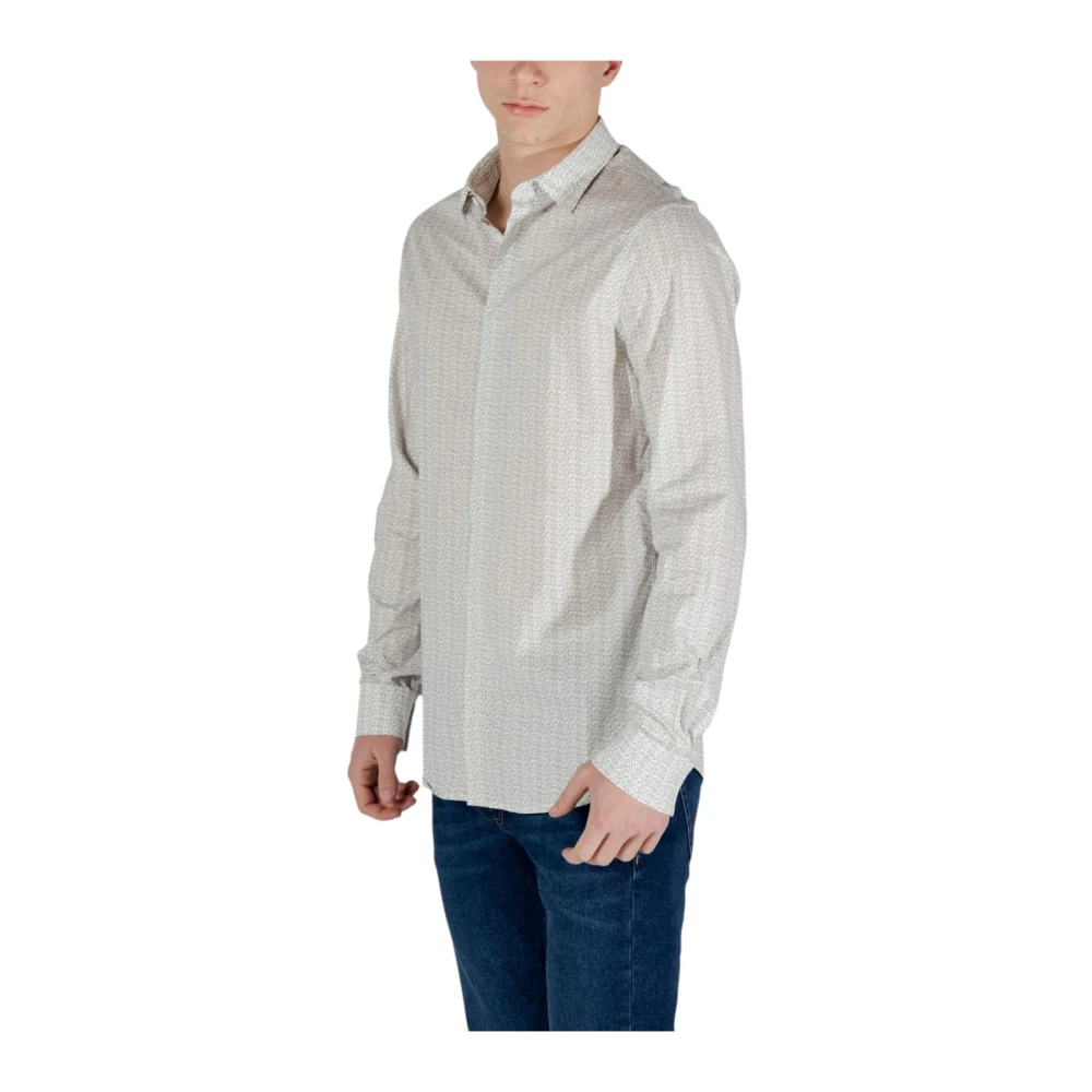 Armani Exchange Geometrisch Patroon Longsleeve T-shirt Beige Heren