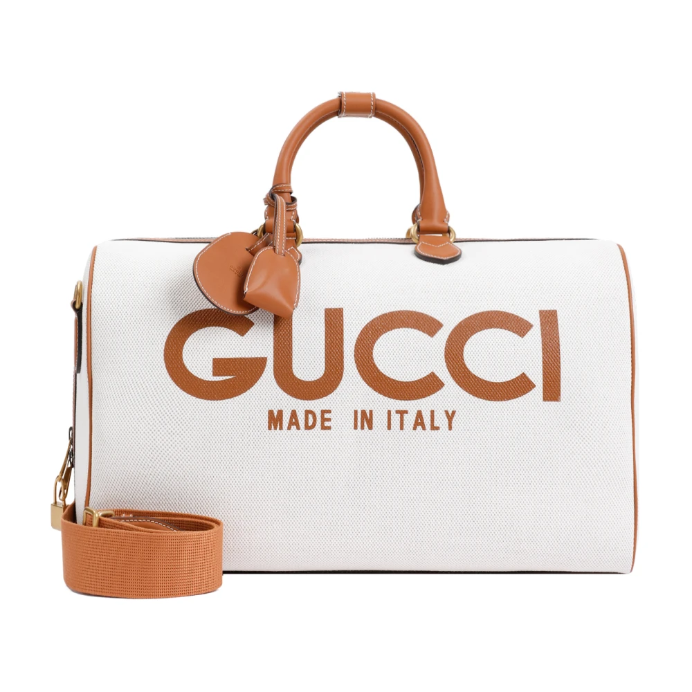 Gucci Canvas Logo Duffle Handtas Beige Multicolor Heren