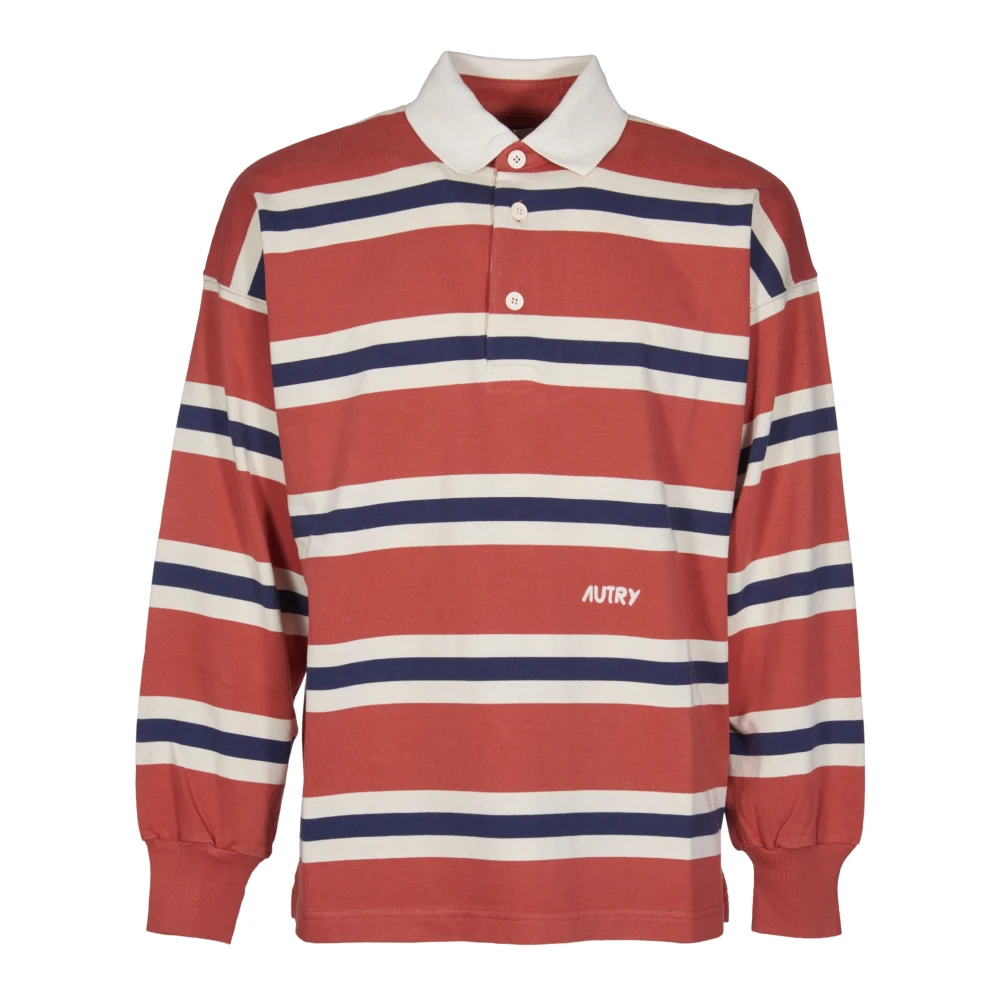Autry Men's Red Polo Shirts, L, Ribbed Collar And Cuffs Polo Shirt