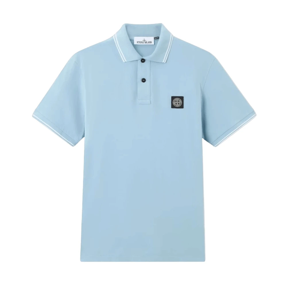 Stone Island Blue Polo Shirts, Male, S, Piqué Polo Shirt