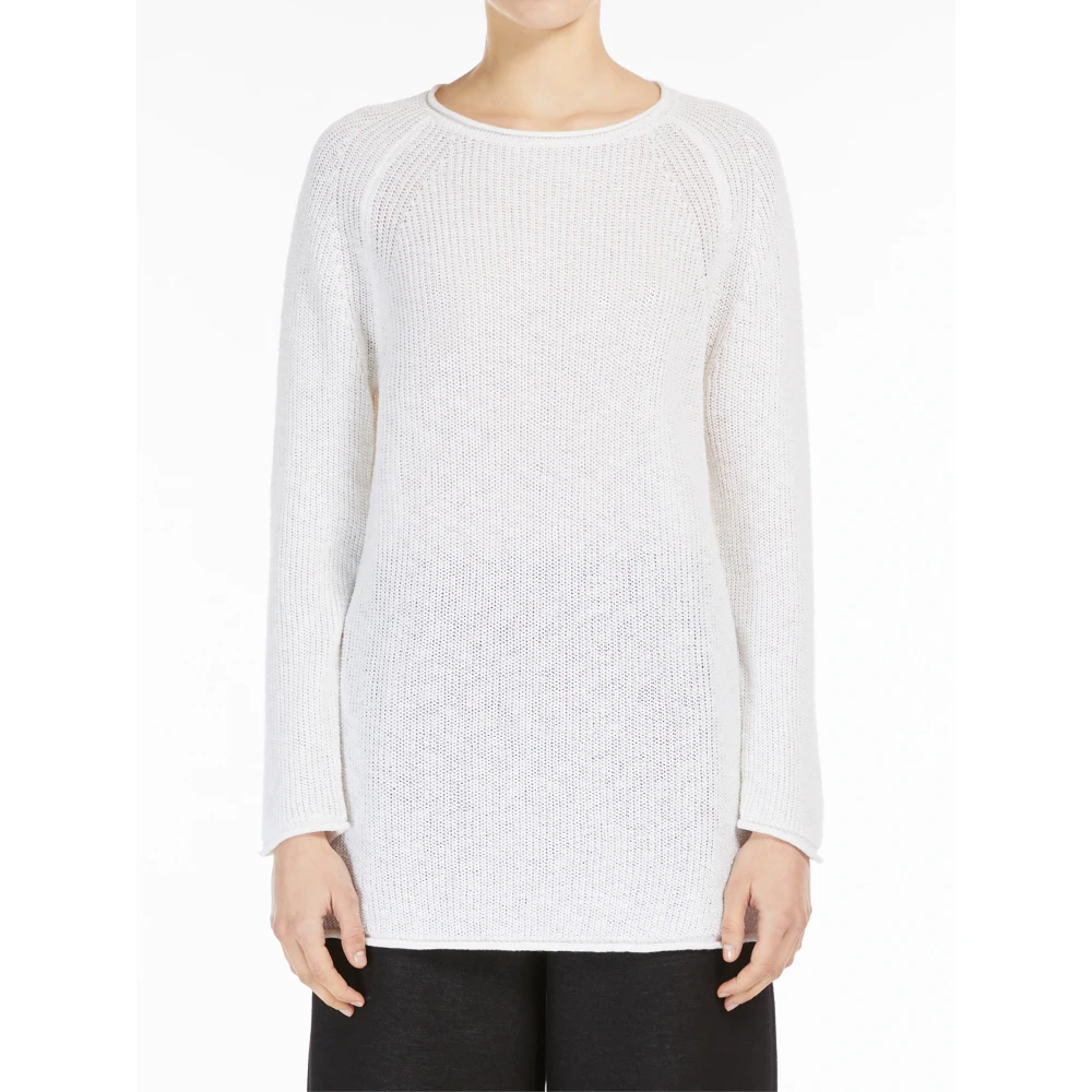 Max Mara Witte Trui Tuniek Stijl Katoen Linnen White Dames