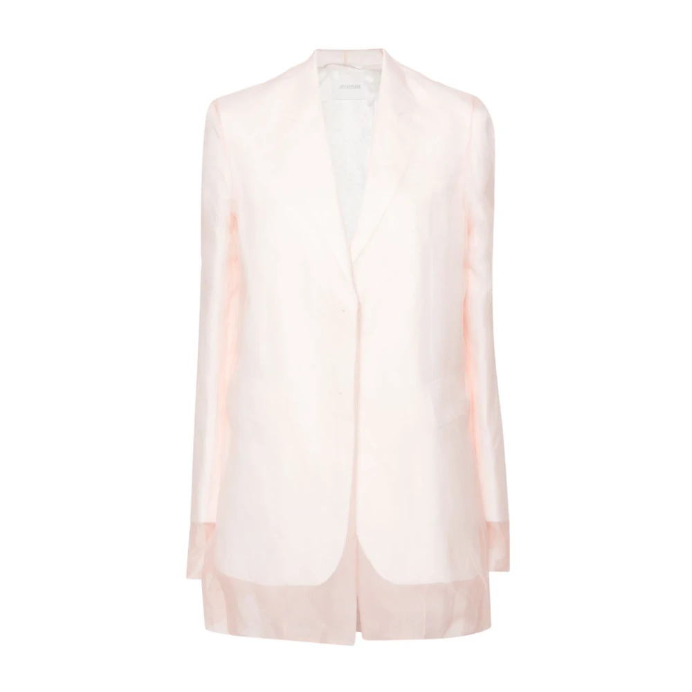 SPORTMAX Gelaagde Zijdeblend Jas Roze Pink Dames
