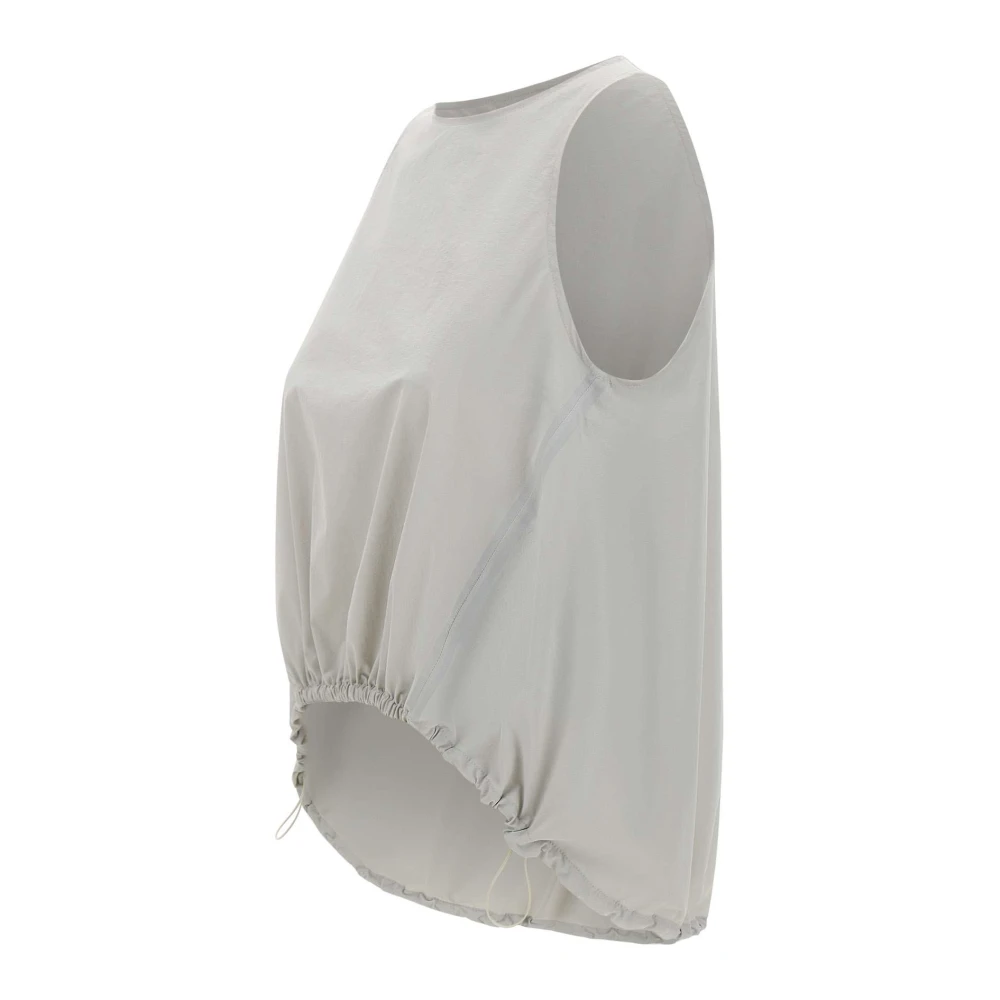Herno Grijze Technische Stof Blouse Mouwloos Gray Dames