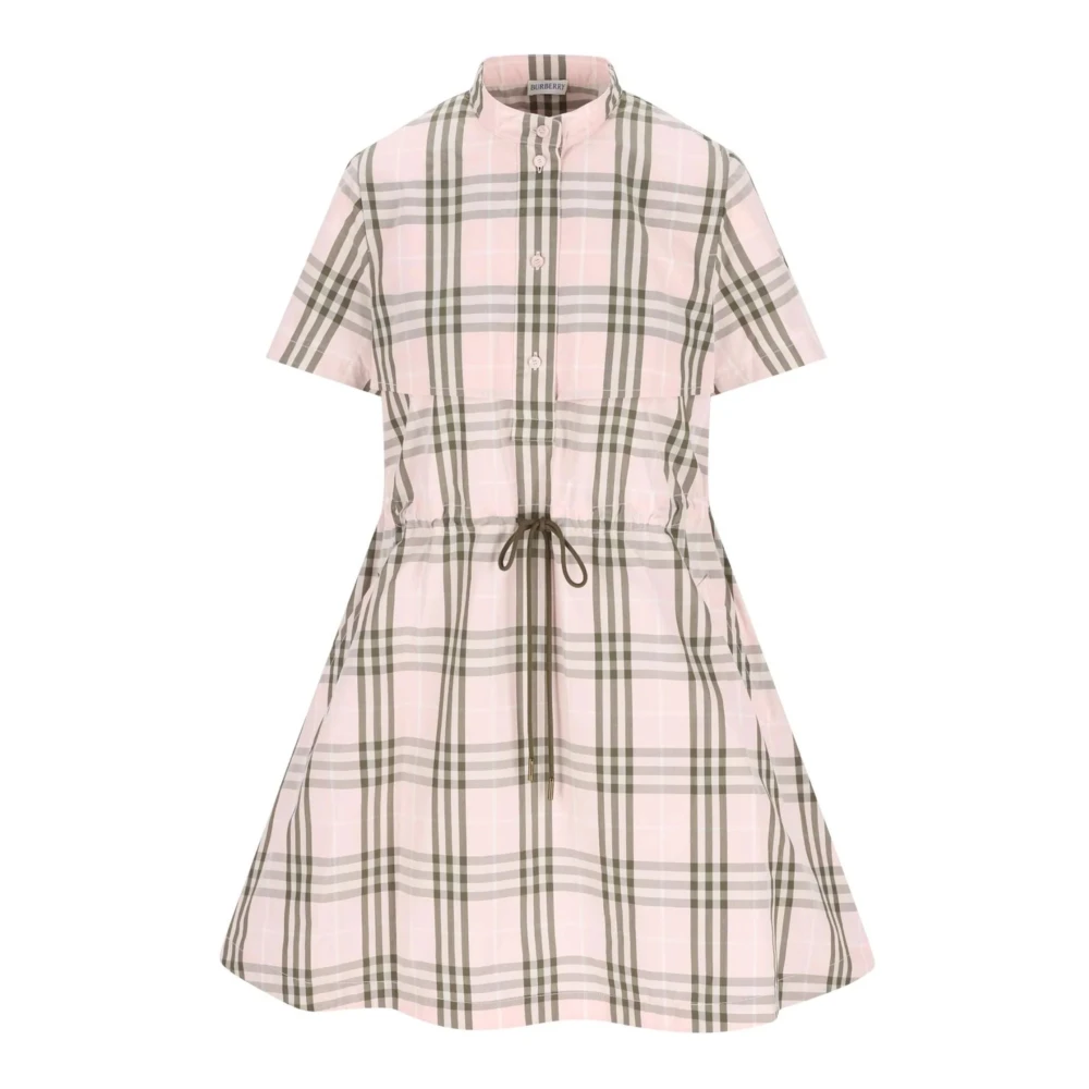 Burberry Women's Pink Shirt Dresses, Xs, Check Cotton Dress