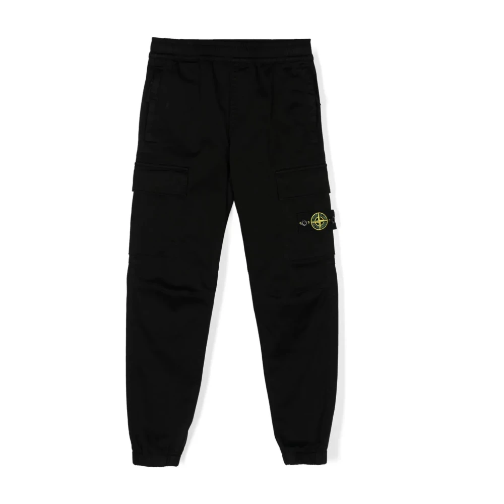 Stone Island Boys Black Sweatpants, 12 Y, Regular Tapered Trousers Aw24