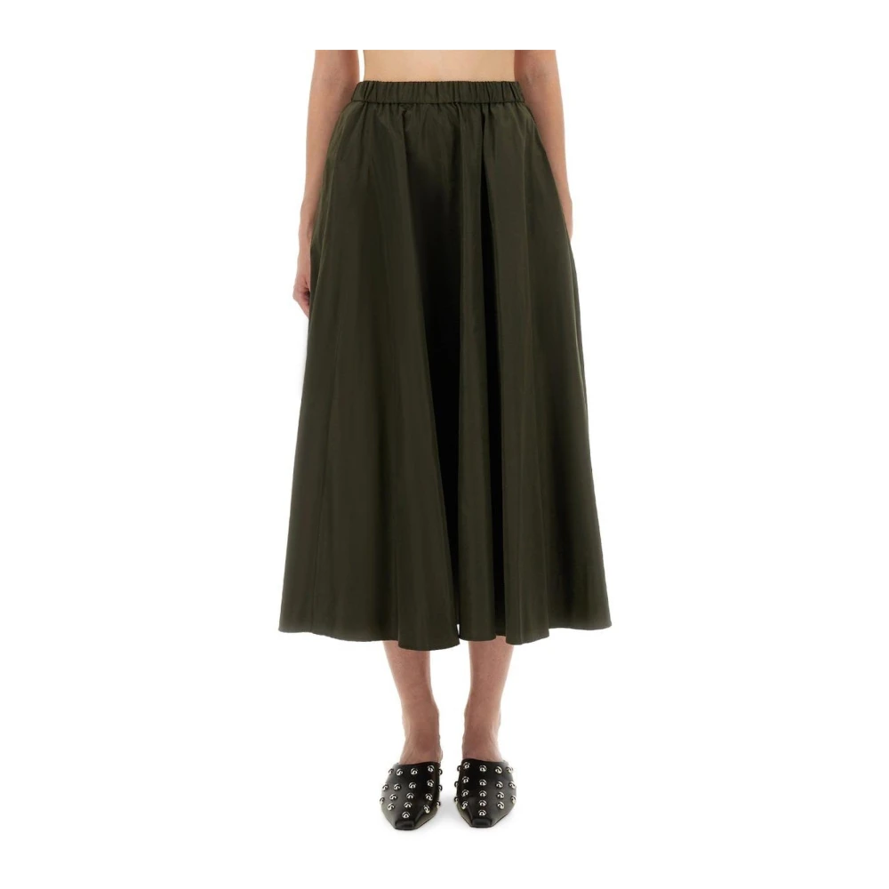 Aspesi Vrouw Groente Geplooide Midi Rok Met Elastische Taille