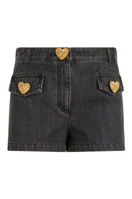 Denimshorts med hjärtprydnad