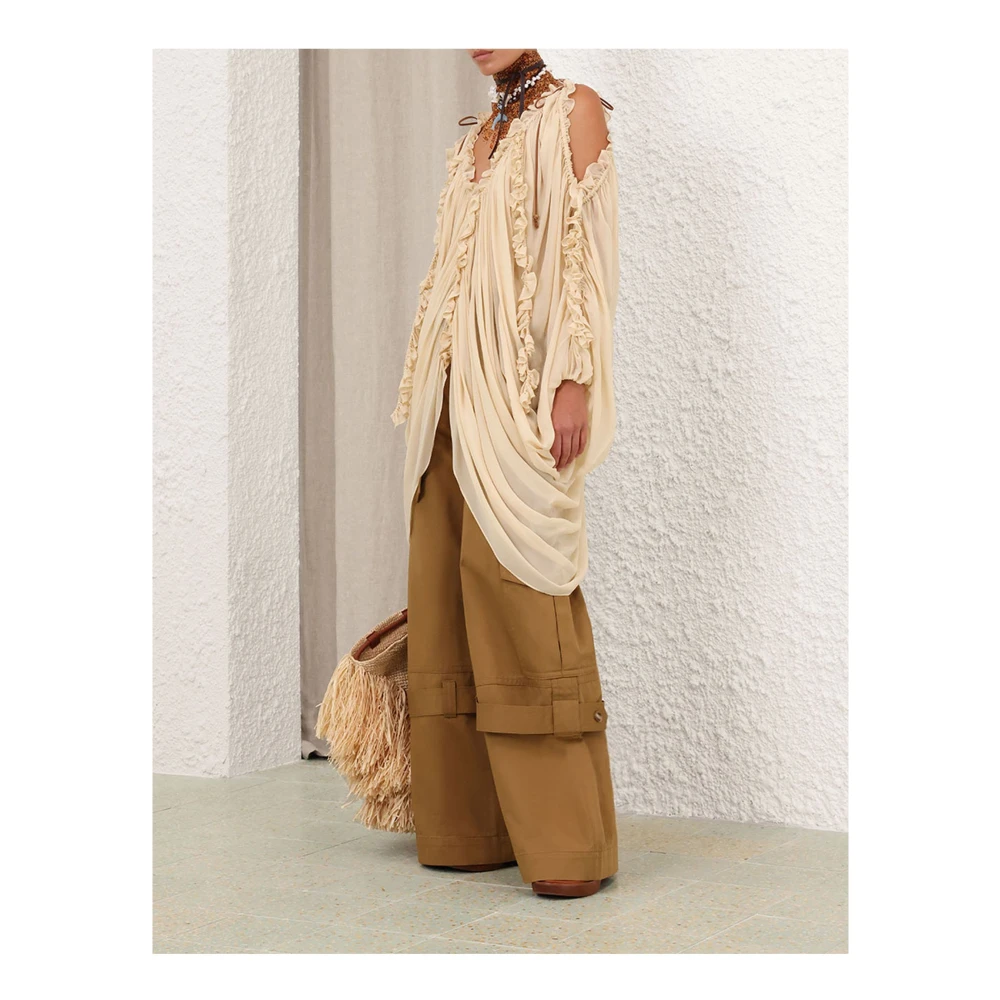 Zimmermann Gedrapeerd Beige Blouse met V-hals Beige Dames