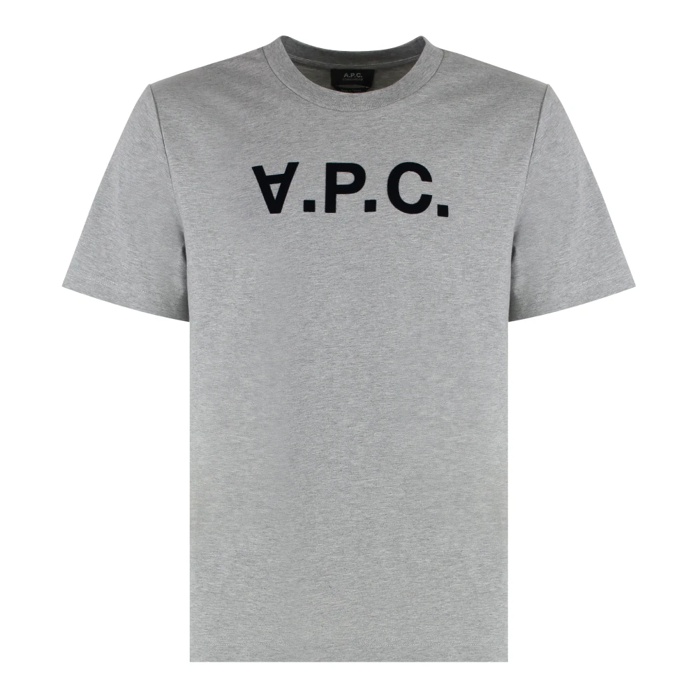 A.p.c. Men's Gray T-Shirts, M, Cotton Crew-Neck T-Shirt