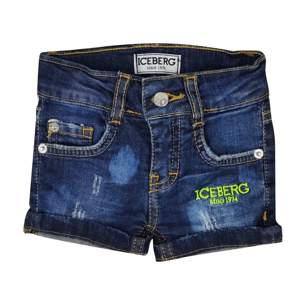 Iceberg Boys Blue Shorts, 6 M, Bermuda Jeans In Stretch Cotton