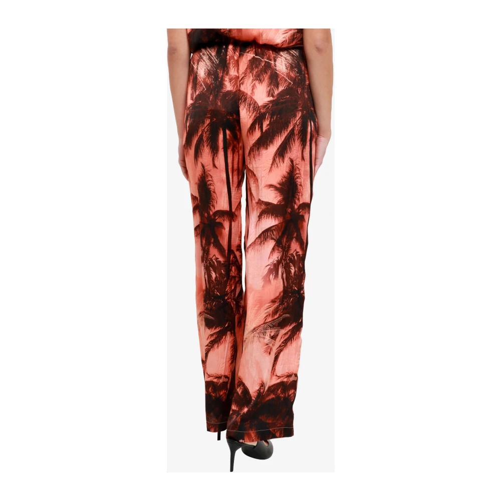 Erika Cavallini Roze Bedrukte Broek Rechte Pasvorm Multicolor Dames