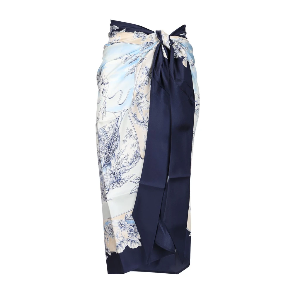 Ferragamo , Midi Skirts, Female, Blue, 2XS, Silk Pareo