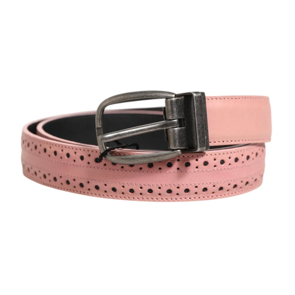 Dolce & Gabbana Men's Pink Stylish Perforated Buckle Belt