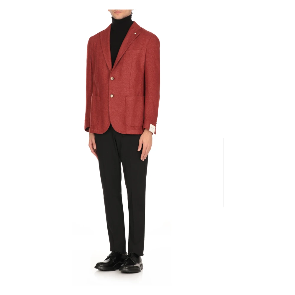 Lubiam Rode Wol Peak Revers Jas Red Heren
