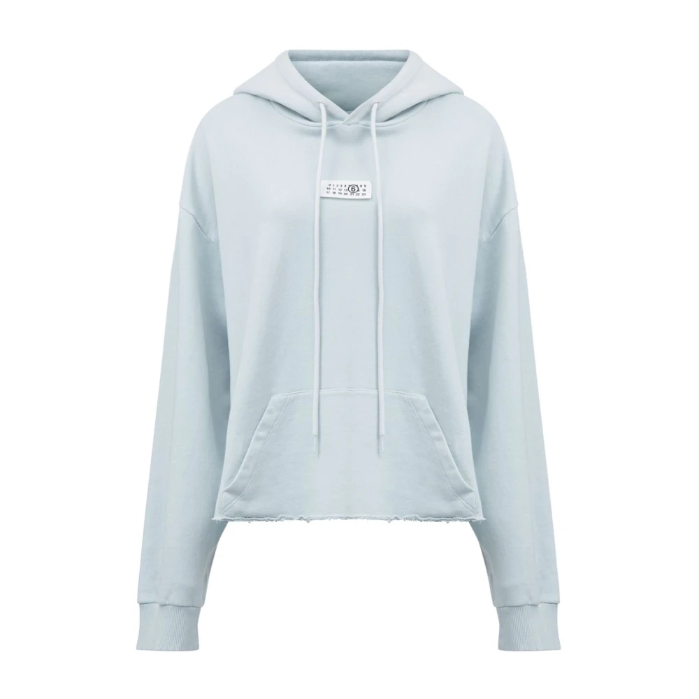 MM6 Maison Margiela Number Logo Katoenen Hoodie Blue Dames