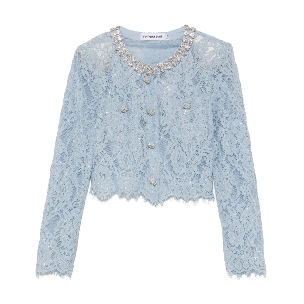 Self Portrait Kanten Top Rs25-053T-Bl Blue Dames