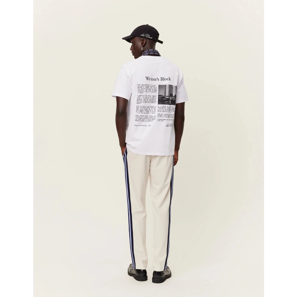 Les Deux Artwork Print Katoenen T-Shirt White Heren