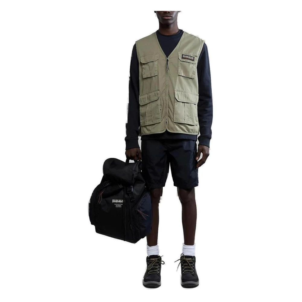 Napapijri Mouwloos V-hals Gilet met rits Green Heren