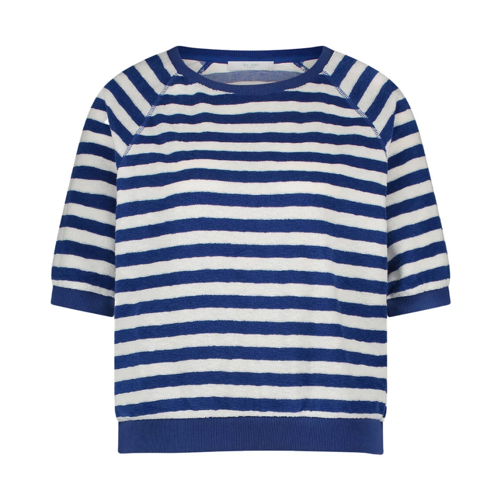 By-Bar Gestreepte korte mouw top Neva Blue Dames