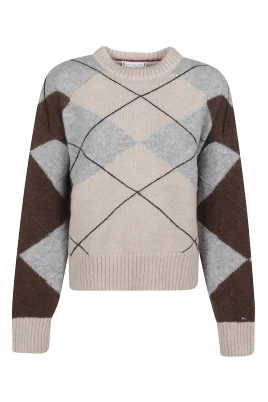 Argyle Oversized Alpackablandning Jumper