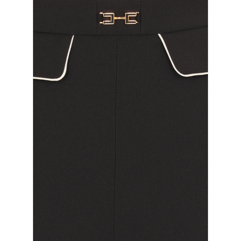 Elisabetta Franchi Zwarte Crêpe Broek met Logodetails Black Dames