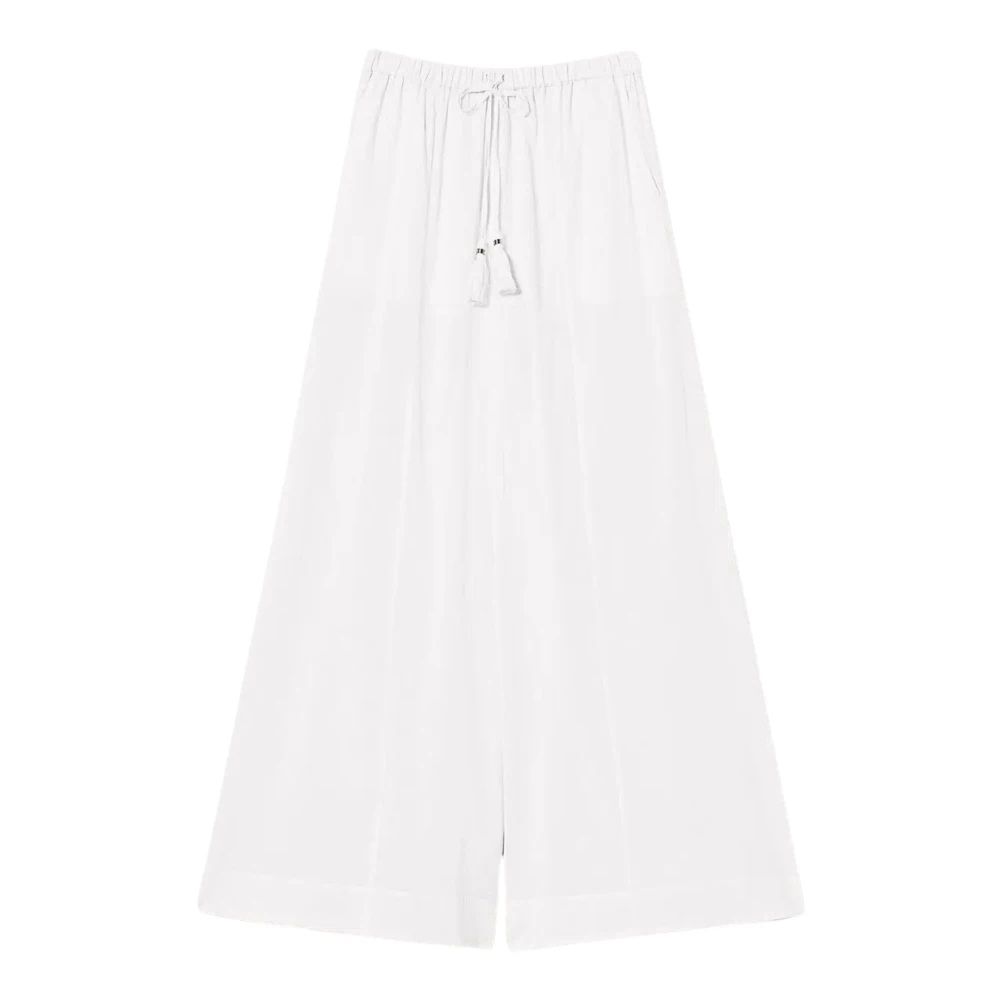 Twinset Women's White Cotton Palazzo Trousers