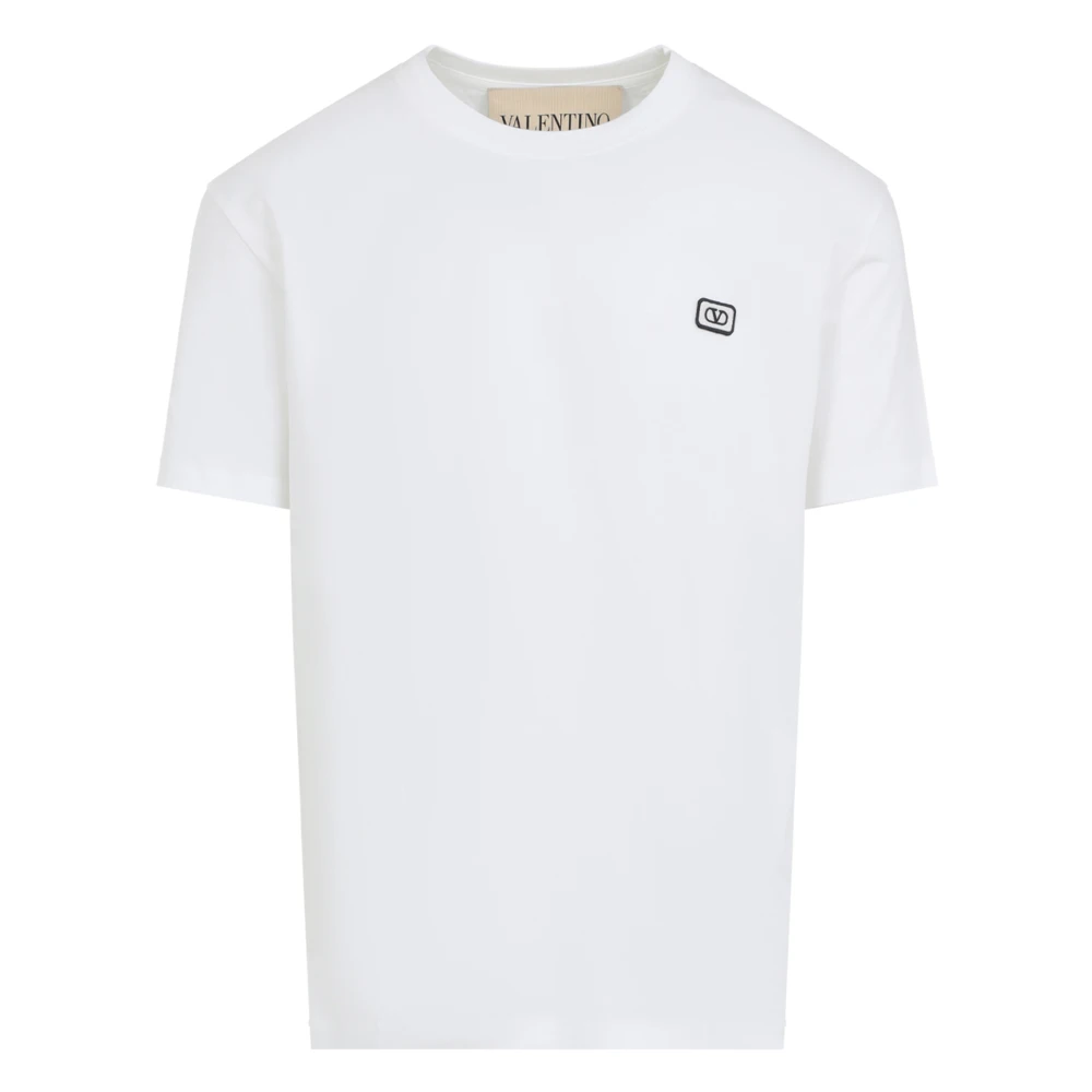Valentino Garavani Camiseta De Algodón Con Parche Vlogo Tops Hombre Blanco 2XL Camiseta De Algodón Con Parche Vlogo