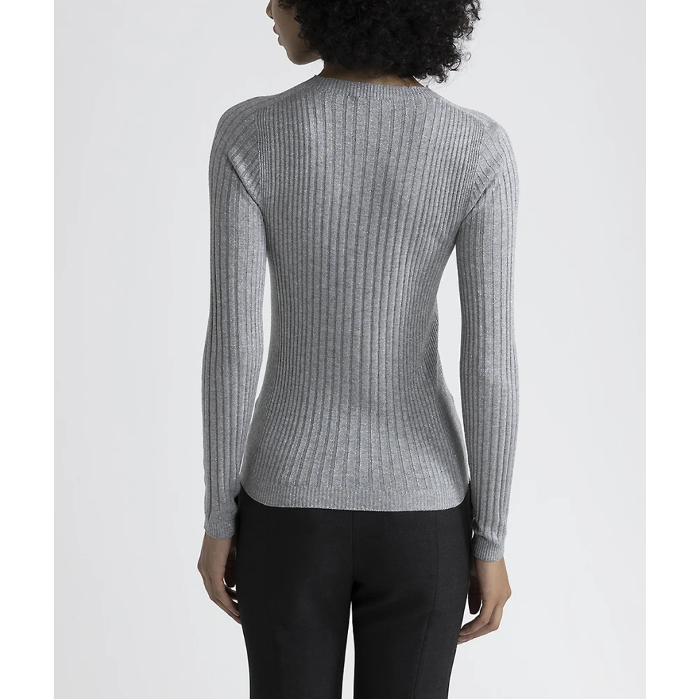 PESERICO Geribbelde coltrui in viscose garen en Lurex Gray Dames